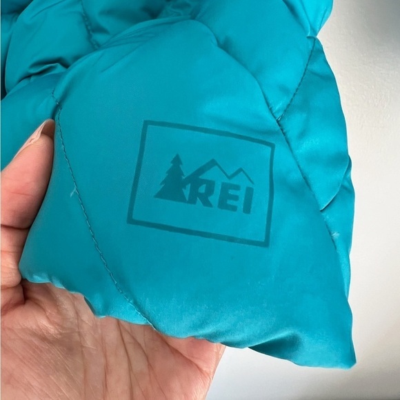 152. REI Women’s Down Puffer Jacket Blue Green Small - Picture 7 of 14